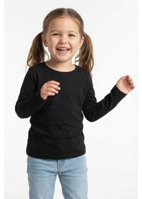 Langarmshirt KIDS Only "KOGNEW Only L/S TEE JRS NOOS", M&auml;dchen, Gr. 110/116, schwarz, Single Jersey, Obermaterial: 100% Baumwolle, unifarben, regular fit normal, Rundhals, abgesteppte Kante, Shirts Langarmshirt, in Basic-Form