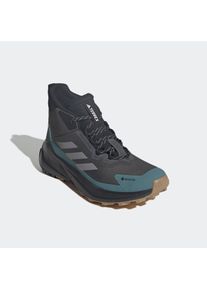 Wanderschuh adidas terrex "TERREX TRAILMAKER 2.0 MID GORE-TEX", Herren, Gr. 46, grau six, grau three, preloved teal, Synthetik, Textil, Schuhe Wanderschuh, wasserdicht dank Gore-Tex Membrane