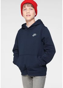 Kapuzensweatshirt Nike Sportswear "B NSW HOODIE PO CLUB", Jungen, Gr. XS (116/122), blau (dunkelblau), Obermaterial: 80% Baumwolle, 20% Polyester, B&uuml;ndchen, Sweatshirts Kapuzensweatshirt
