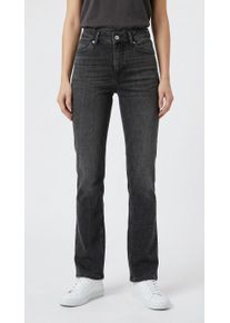 Straight-Jeans MAC "MACMELANIE", Damen, Gr. 46, L&auml;nge 32, grau basic, Denim/Jeans, Obermaterial: 77% Baumwolle, 10% Polyester, 10% Viskose, 3% Elasthan, straight fit kn&ouml;chellang, Jeans Straight-Jeans, Sportives Naht-Detail am Tascheneingriff