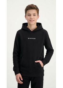 Hoodie Tom Tailor, Jungen, Gr. 176, schwarz (heavy schwarz), Sweatware, Obermaterial: 100% Baumwolle, regular fit normal, Rundhals, B&uuml;ndchen, Sweatshirts Hoodie, mit Logo-Print