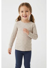 Langarmshirt LIL' ATELIER "NMFGAGO LS SLIM TOP LIL NOOS", M&auml;dchen, Gr. 116, gray morn aop:heart, Jersey, Obermaterial: 57% Baumwolle, 38% Lyocell, 5% Elasthan, bedruckt, slim fit normal, Rundhals, Shirts Langarmshirt, weiche Jersey Rippqualit&auml;t