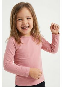 Langarmshirt happy girls, M&auml;dchen, Gr. 164, rosa (dusty rose), Jersey, Obermaterial: 95% Baumwolle, 5% Elasthan, unifarben, figurbetont h&uuml;ftlang, Rundhals, abgesteppte Kante, Shirts Langarmshirt, in Basic-Form