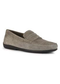 Mokassin Geox "U ASCANIO C", Herren, Gr. 46, grau, Veloursleder, unifarben, Schuhe Mokassin, Loafer, Pennyloafer, Slipper zum bequemen Schlupfen
