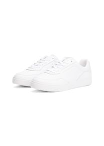 Plateausneaker Tommy Hilfiger "CASUAL CUPSOLE SNEAKER", Damen, Gr. 35, wei&szlig;, Nappaleder, unifarben, Schuhe Plateausneaker, Freizeitschuh, Halbschuh, Schn&uuml;rer mit goldfarbenem Logoschriftzug