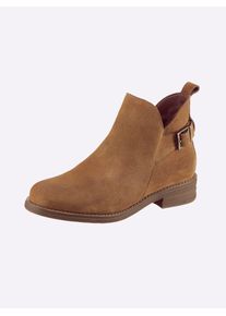 Stiefelette Heine, Damen, Gr. 36, cognac, Leder, Rindsleder, Veloursleder, Schuhe Stiefelette