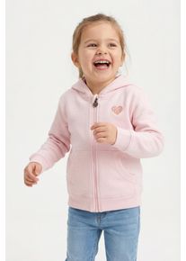 Kapuzensweatjacke Blue Seven, M&auml;dchen, Gr. 98, rosa, Sweatware, Obermaterial: 100% Baumwolle, bedruckt, unifarben, Basic normal, Rundhals, Rippb&uuml;ndchen, Sweatjacken Kapuzensweatjacke, Topseller