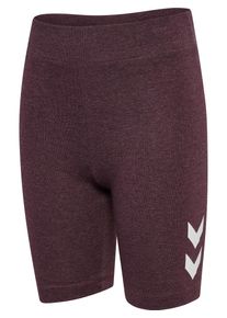 Trainingstights Hummel "HMLJR LOGO SHORT TIGHTS", M&auml;dchen, Gr. 146, N-Gr, fudge melange, Obermaterial: 57% Baumwolle, 38% Polyester, 5% Elasthan, Hosen Trainingstights