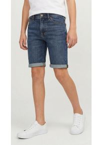 Jack & Jones Shorts JACK & JONES JUNIOR "JJIRICK bequem mit mittlerer Taille f&uuml;r Jungen", Jungen, Gr. 170, N-Gr, blau (dunkelblau denim pack:am 365), Web, Obermaterial: 98% Baumwolle, 2% Elasthan, Abriebeffekte, unifarben, regular fit knielang, Hosen Shorts, unifarben, modisch, regular fit, Web