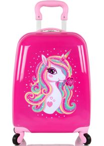 Kinderkoffer Heys "Einhorn, Rosa", M&auml;dchen, Gr. B/H/T: 31cm x 46cm x 23cm 26 l, pink, Polycarbonat, mehrfarbig, festlich, Koffer Kinderkoffer, Heys Kindertrolley Handgep&auml;ck-Koffer