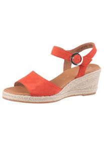 Keilsandalette Gabor "ATHEN", Damen, Gr. 44, orange, Ziegenveloursleder, unifarben, Schuhe Keilsandalette, Sommerschuh, Riemchensandale, mit Klettverschluss, G-Weite