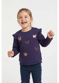 Sweatshirt Blue Seven, M&auml;dchen, Gr. 110, ultramarin, Sweatware, Obermaterial: 100% Baumwolle, bedruckt, unifarben, Basic normal, Rundhals, gewellter Abschluss, Sweatshirts Sweatshirt