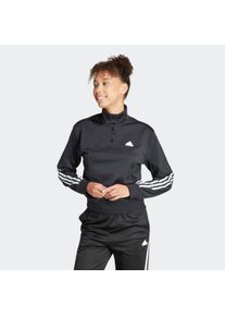 Sweatjacke adidas Sportswear "ICONIC WRAPPING 3-STREIFEN SNAP TRACK", Damen, Gr. XL, schwarz-wei&szlig; (schwarz, wei&szlig;), Obermaterial: 53% Baumwolle, 47% Polyester, angesetztes B&uuml;ndchen, Sweatjacken Sweatjacke