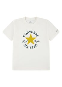 T-Shirt Converse "CNVB DISSECTED CHUCK PATCH SS", Jungen, Gr. 134/140, egret, sunny angle, Single Jersey, Obermaterial: 60% Baumwolle, 40% Polyester, Basic, Rundhals, Shirts T-Shirt, f&uuml;r Kinder