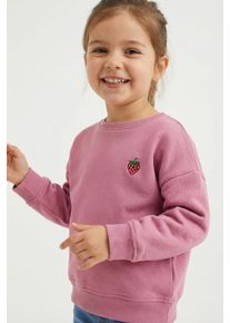 Sweatshirt KIDS Only "KMGSWEAT L/S CREW EMB LOOSE SWT NOOS", M&auml;dchen, Gr. 92, cashmere rose detail:emb strawberry, Sweatware, Obermaterial: 60% Baumwolle, 40% Polyester, unifarben, normal normal, Rundhals, Rippb&uuml;ndchen, Sweatshirts Sweatshirt