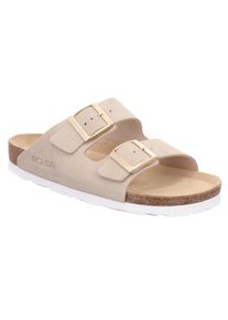 Pantolette Rohde "ALBA", Damen, Gr. 37, beige (creme), Veloursleder, Schuhe Pantolette, Sommerschuh, Hausschuh, Zweischnaller, Strandschuh mit Softfu&szlig;bett