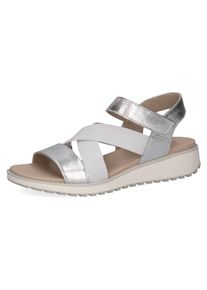 Keilsandalette Caprice, Damen, Gr. 37, silber (silberfarben), Leder, Textil, Schuhe Keilsandalette, Riemchensandale, Sommerschuh, Bequemschuh mit Strasssteinchen