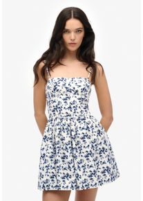 Sommerkleid Superdry "CORSET CAMI MINI DRESS", Damen, Gr. XL, N-Gr, watercolour ditsy navy, Web, Obermaterial: 55% Baumwolle, 45% Lyocell, gebl&uuml;mt, slim fit normal, eckiger Ausschnitt, Kleider Sommerkleid