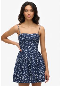 Sommerkleid Superdry "CORSET CAMI MINI DRESS", Damen, Gr. XL, N-Gr, primrose navy floral, Web, Obermaterial: 55% Baumwolle, 45% Lyocell, gebl&uuml;mt, slim fit normal, eckiger Ausschnitt, Kleider Sommerkleid