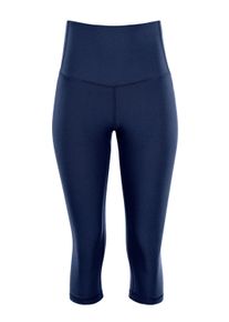 Leggings WINSHAPE "3/4 Functional Comfort HWL217C", Damen, Gr. M, Normalgr&ouml;&szlig;en, blau (dunkelblau), 85% Polyester, 15% Elasthan, Hosen Leggings, mit V-Shape Applikation und Core-Bund