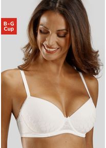 Schalen-BH Lascana "Chiara", Damen, Gr. 90, Cup G, beige (cream), Spitze, Obermaterial: 85% Polyamid (TACTEL), 15% Elasthan (LYCRA), BHs Schalen-BH, mit graphischem Netz-Muster, Dessous