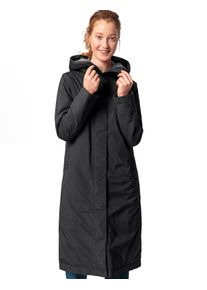 Wintermantel Vaude "WOMEN'S COREWAY COAT", Damen, Gr. 40, schwarz, Web, Obermaterial: 100% Polyester, unifarben, hoch geschlossener Ausschnitt, eingesetzt eingefasste Kante, M&auml;ntel Wintermantel, mit Fleecef&uuml;tterung, mit Kapuze, wasserabweisend