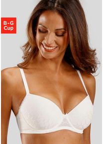Schalen-BH Lascana "Chiara", Damen, Gr. 75, Cup F, beige (cream), Spitze, Obermaterial: 85% Polyamid (TACTEL), 15% Elasthan (LYCRA), BHs Schalen-BH, mit graphischem Netz-Muster, Dessous