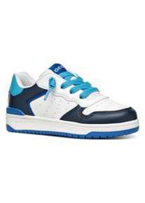 Sneaker Geox "J WASHIBA BOY", Jungen, Gr. 38, wei&szlig; (wei&szlig;, blau), Synthetik, Textil, Schuhe Sneaker, Retro Sneaker, Schlupfschuh im Skater-Look