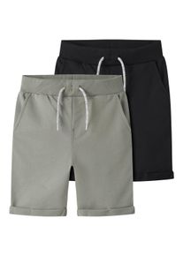 Sweatshorts name it "NKMVERMO 2P LONG SWE SHORTS UNB F NOOS", Jungen, Gr. 122, N-Gr, shadow pack:packed with schwarz, angeraute Sweatware, Obermaterial: 100% Baumwolle, unifarben, regular fit kurz, Hosen Sweatshorts, Baumwolle