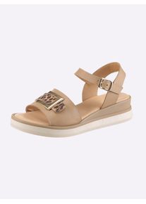 Sandalette Heine, Damen, Gr. 38, camel, leofarben, Glattleder, Leder, Rindsleder, Schuhe Sandalette