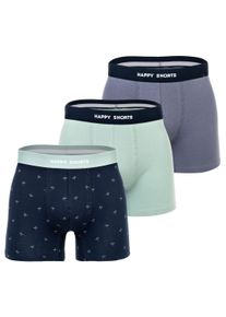 Boxershorts Happy Shorts "Boxershort 3er Pack", Herren, Gr. M, bunt (palms 2), Obermaterial: 95% Baumwolle CO. 5% Elasthan EL., Unterhosen Boxershorts