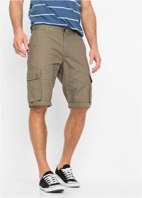 Cargobermudas bonprix, Herren, Gr. 64, N-Gr, oliv, Web, Obermaterial: 100% Baumwolle, regular fit, Hosen Cargobermudas, Cargo-Bermuda, aus Baumwolle, mit verstellbarer L&auml;nge, Regular Fit