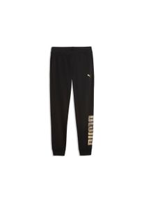 Trainingshose Puma "ESS LOGO LAB METALLIC SWEATPANTS TR CL", Herren, Gr. M, N-Gr, Puma schwarz, Sweatware, Obermaterial: 68% Baumwolle, 32% Polyester, bedruckt, regular fit normal, Hosen Trainingshose, mit Eingrifftaschen, Regular Fit, sportlicher Stil