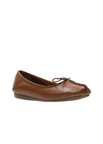 Ballerina Clarks "Freckle Ice", Damen, Gr. 36, schwarz tan leather, Leder, Schuhe Ballerina, Slipper, Flats, Flats, Slipper mit Schleifchen