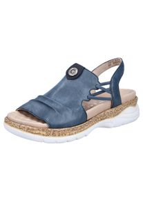 Sandale Rieker, Damen, Gr. 40, blau (royalblau), Lederimitat, Schuhe Sandale, Sommerschuh, Sandalette, Schlupfschuh mit seitlichen Gummiz&uuml;gen