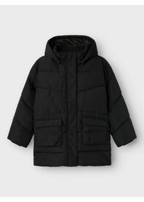 Steppjacke name it "NKFMEDOW03 JACKET LONG FO NOOS", M&auml;dchen, Gr. 164, schwarz, Web, Obermaterial: 100% Polyester, unifarben, Jacken Steppjacke