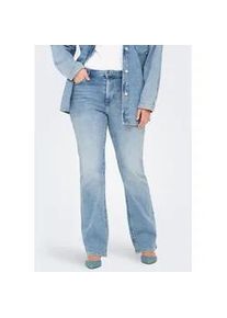 Bootcut-Jeans Only CARMAKOMA "CARWILLY LIFE HW FLARED DNM TAI467", Damen, Gr. 52, L&auml;nge 32, blau (light blau denim), Denim/Jeans, Obermaterial: 92% Baumwolle, 6% Elastomultiester, 2% Elasthan, unifarben, Jeans