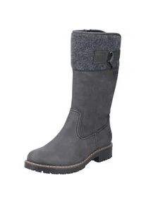 Winterstiefel Rieker, Damen, Gr. 39, Normalschaft, grau (dunkelgrau), Filz, Lederimitat, unifarben, Basic, Schuhe Winterstiefel, Boots, Blockabsatz, mit wasserabweisender RiekerTEX-Membran