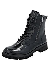 Schn&uuml;rstiefelette Remonte, Damen, Gr. 39, schwarz, Lacklederimitat, gl&auml;nzend, Schuhe Schn&uuml;rstiefelette, Schn&uuml;rboots, Stiefelette, Profilsohle, mit Glitzer-Schn&uuml;rsenkel