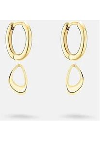 Paar Creolen Liebeskind Berlin "Schmuck Geschenk Edelstahl Ohrringe The Organic", gold (gelbgoldfarben), Ohrringe, Damen, Edelstahl, Einh&auml;nger abnehmbar