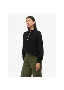 Stehkragenpullover Vila "VICHING CREW NECK L/S KNIT TOP - NOOS", Damen, Gr. XS, schwarz (schwarz beauty), Strick, Obermaterial: 100% Baumwolle, unifarben, regular fit normal, hoch geschlossener Ausschnitt, Rippb&uuml;ndchen, Pullover Stehkragenpullover