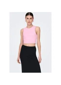 Tanktop Only "ONLVILMA S/L CROPPED TANK TOP JRS NOOS", Damen, Gr. XS, pink (pink lady), Jersey, Obermaterial: 95% Baumwolle, 5% Elasthan, unifarben, slim fit kurz, Rundhals, Tops Tanktop
