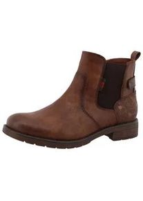 Winterboots Mustang SHOES "Elfi", Damen, Gr. 39, braun (cognac), Lederimitat, Textil, used, Schuhe Winterboots, Winterboots mit Stretcheinsatz