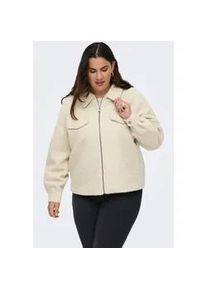 Boucl&egrave;jacke Only CARMAKOMA "CARMALO SHORT BOUCLE JACKET OTW NOOS", Damen, Gr. 46, beige (pumice stone detail:melange), Web, Obermaterial: 100% Polyester, meliert, loose fit h&uuml;ftlang, Jacken