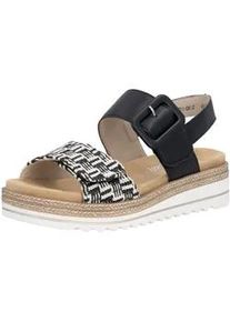 Plateausandale Remonte, Damen, Gr. 45, schwarz, creme, Lederimitat, Textil, Flechtoptik, Schuhe, Sandalette, Sommerschuh, Keilabsatz, mit Lite ́n Soft-Ausstattung