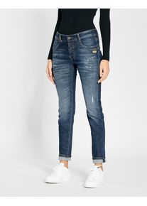 Relax-fit-Jeans Gang "94GERDA", Damen, Gr. 32, N-Gr, blau (real used denim), Denim/Jeans, Obermaterial: 90% Baumwolle, 8% Polyester, 2% Elasthan, relaxed fit lang, Jeans Relax-fit-Jeans, mit besonderer Struktur