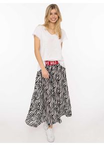 Maxirock Zwillingsherz "Classic Zebra", Damen, Gr. L/XL, schwarz, Web, Obermaterial: 100% Viskose, R&ouml;cke Maxirock, Zebramuster, Gummizug mit Schrift, leichtes Material, kn&ouml;chellang