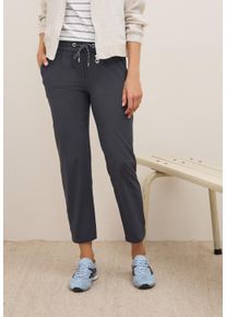 Stoffhose Cecil "Style Tracey Light", Damen, Gr. XXL (46), L&auml;nge 28, beige (grau stone), Web, Obermaterial: 92% Polyester, 8% Elasthan, unifarben, schmal lang, Hosen Stoffhose, mit elastischem Bund und Tunnelzug