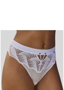 String Lascana "Marla", Damen, Gr. 36/38, wei&szlig;, Spitze, Obermaterial: 91% Polyamid, 9% Elasthan, k&ouml;rpernah, Unterhosen String, aus Spitze mit modischer B&auml;nder-Optik