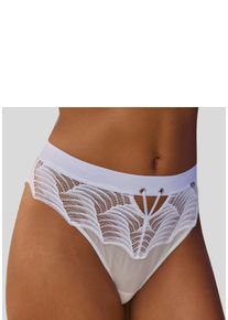 String Lascana "Marla", Damen, Gr. 44/46, wei&szlig;, Spitze, Obermaterial: 91% Polyamid, 9% Elasthan, k&ouml;rpernah, Unterhosen String, aus Spitze mit modischer B&auml;nder-Optik